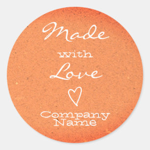 Made with Love Labels Heart Symbol Peach Orange
