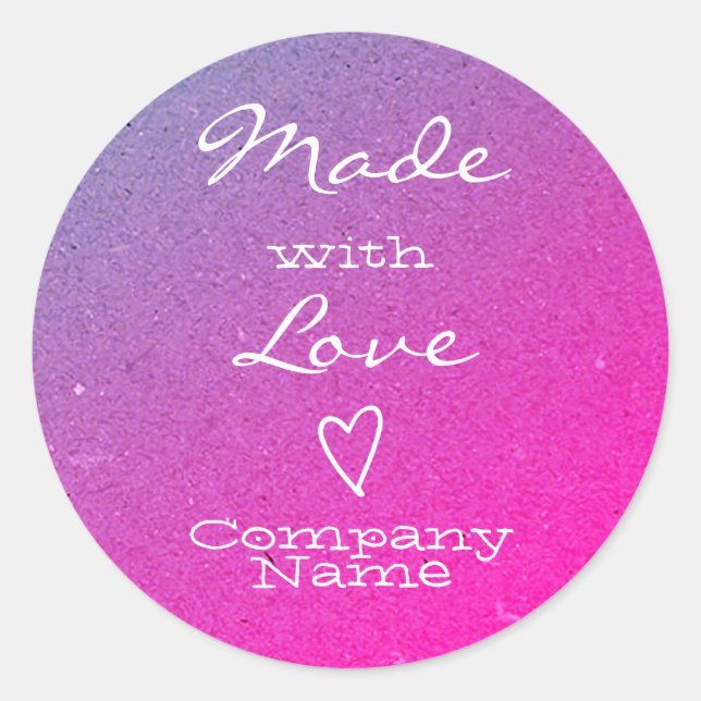 Made with Love Labels Heart Symbol Purple Ombre  (Front)