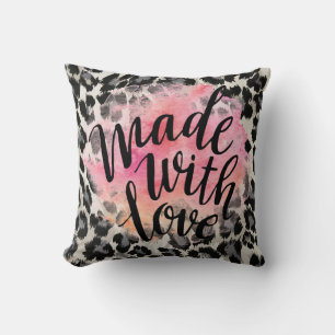 Made with Love Leopard Print Decorative Pillow