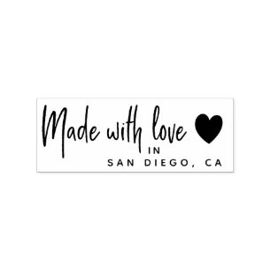 Made With Love, Location, Small Business Custom Rubber Stamp