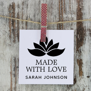 Made With Love Lotus Flower Personalised Rubber Stamp