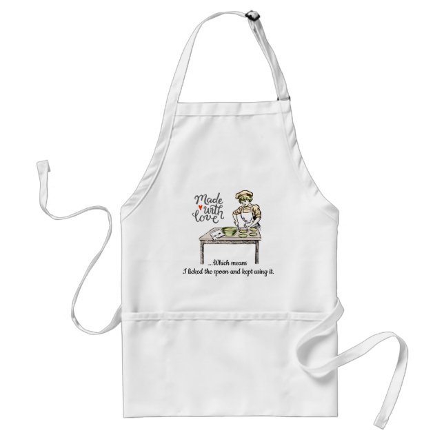 Made With Love Means I Licked the Spoon Funny Standard Apron (Front)