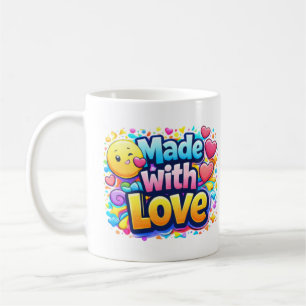 Made with Love – Minimalist Heart Typography Coffee Mug