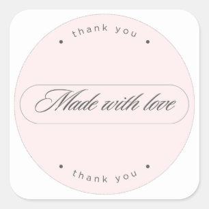 Made With Love Minimalist Thank You Sticker