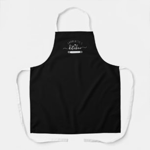 Made With Love Modern Black Custom Name Kitchen Apron