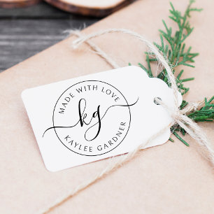 Made With Love Monogrammed Business Rubber Stamp