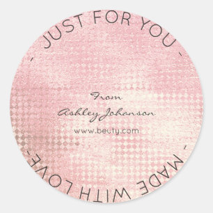 Made With Love Peach Rose Gold Blush Metallic Classic Round Sticker