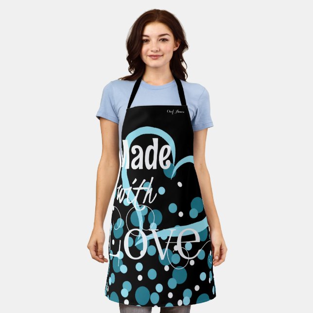 Made With Love Personalised Apron in Black (Worn)