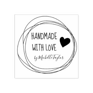 Made With Love Personalised Circles Rubber Stamp