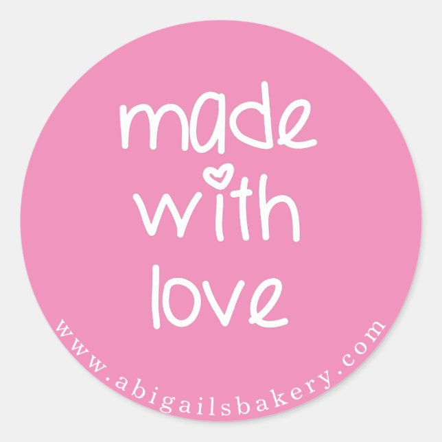 Made with love - Personalised Custom Colour Classic Round Sticker (Front)