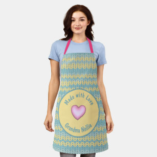 Made with Love Personalised Knit Crochet Heart  Apron
