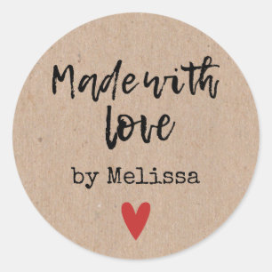 Made With Love Personalised Kraft Classic Round Sticker
