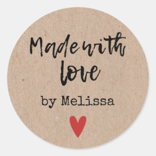 Made With Love Personalised Kraft Classic Round Sticker