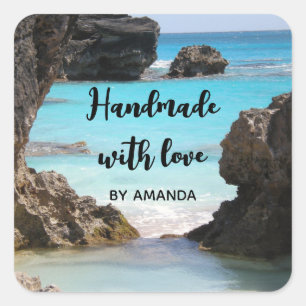 Made with Love Photo of Tropical Island Coast Square Sticker