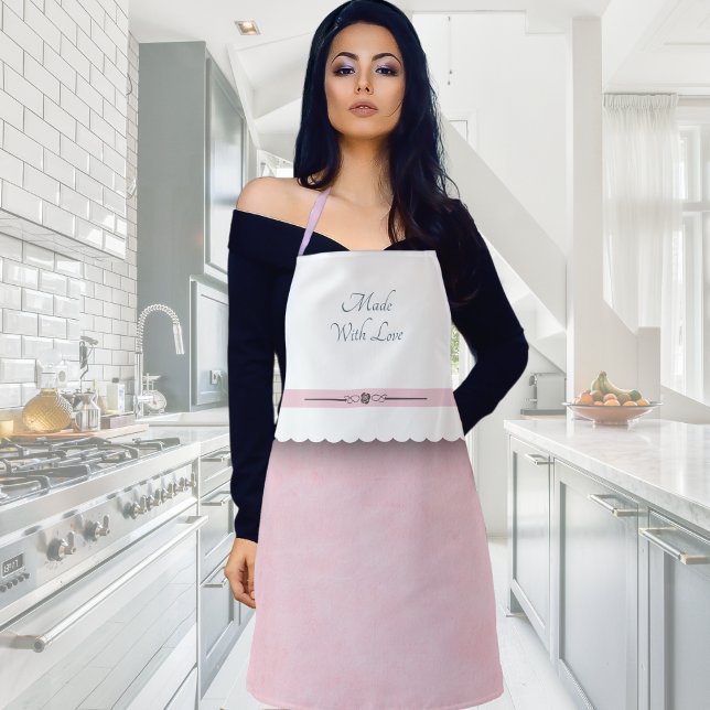 Made With Love Pink and White Kitchen Apron (Made With Love Pink and White Kitchen Apron)