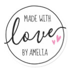 Made with love pink hearts custom name