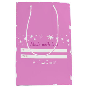 Made with Love pink & stars Medium Gift Bag