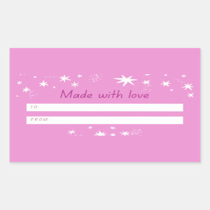 Made with Love pink & stars Rectangular Sticker