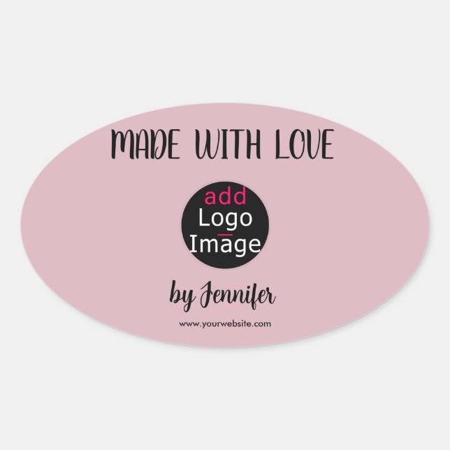 Made With Love Professional Custom Dusty Rose Pink Oval Sticker (Front)