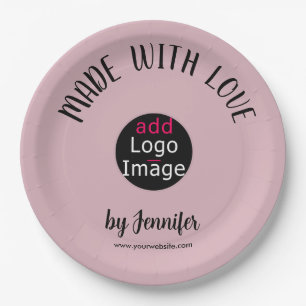 Made With Love Professional Custom Dusty Rose Pink Paper Plate