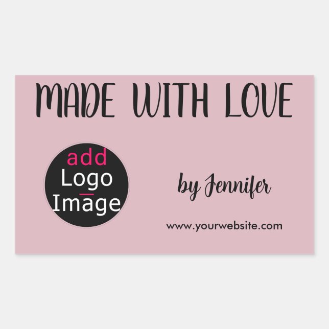 Made With Love Professional Custom Dusty Rose Pink Rectangular Sticker (Front)