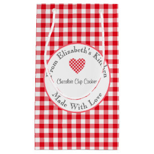 Made With Love Red Gingham Home Baked Gift Small Gift Bag