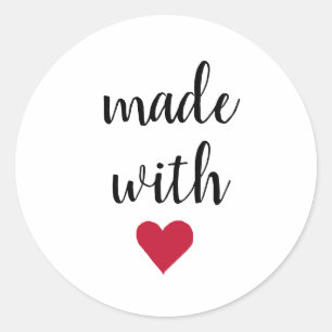 Made with Love Red Heart Classic Round Sticker