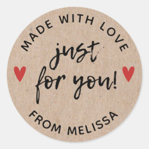 Made with Love Rustic Kraft Classic Round Sticker