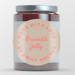 Made with Love Rustic Kraft Modern Retro Red Classic Round Sticker