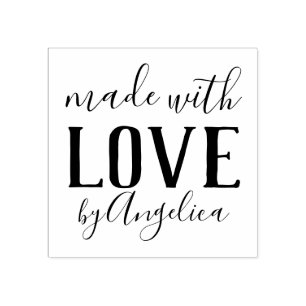 Made with Love Script Personalised Rubber Stamp
