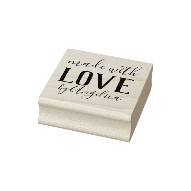 Made with Love Script Personalised Rubber Stamp (Stamp)
