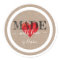 Made With Love Script Red Heart On Linen Texture