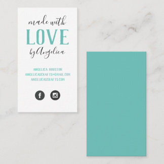 Made with Love Script Turquoise Handmade Business Card
