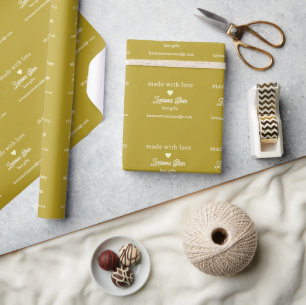 Made with Love Signature all-over Dusty Mustard Wrapping Paper
