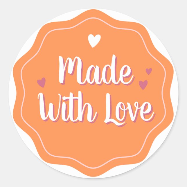 Made with Love | Simple Minimalist Custom Perfect Classic Round Sticker (Front)