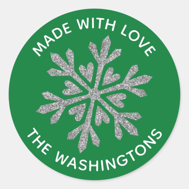 Made with Love Snowflake Classic Round Sticker (Front)