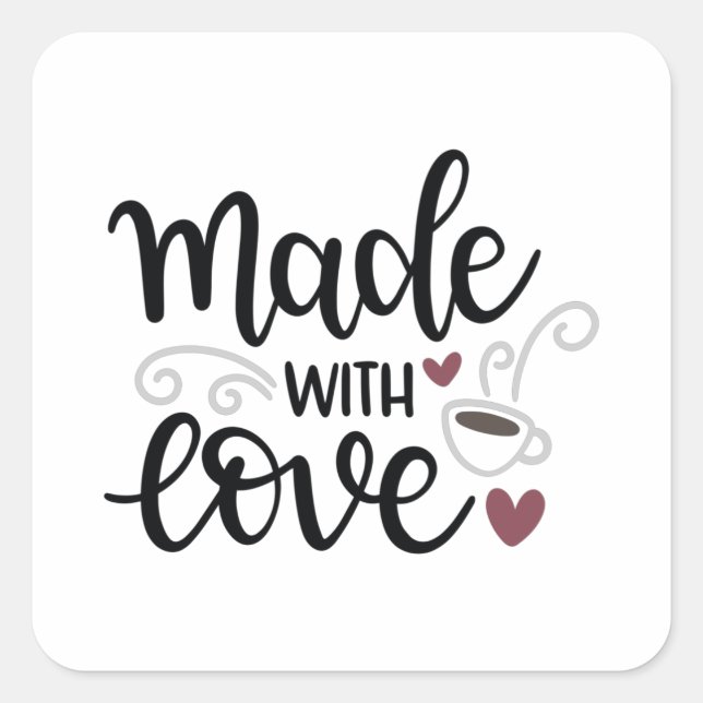 Made with love square sticker (Front)