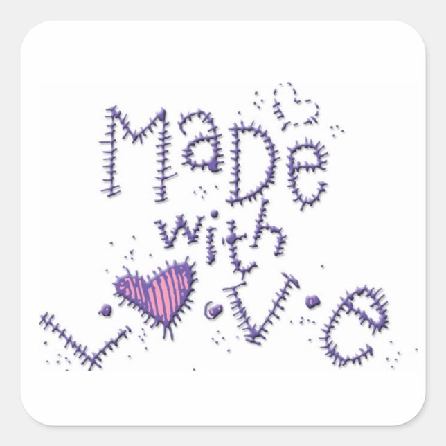 Made With Love Square Sticker (Front)