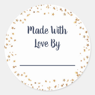 Made With Love Starry Classic Round Sticker