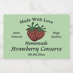 Made with love Strawberry Conserve Jam template Food Label