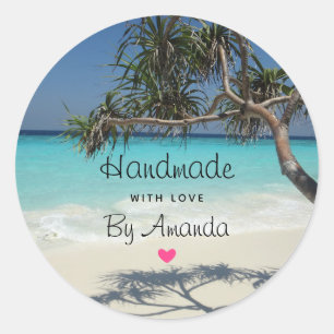 Made with Love Sunny Tropical Beach Ocean Paradise Classic Round Sticker