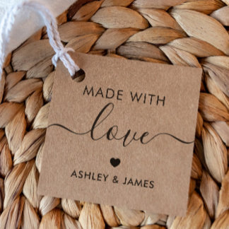 Made With Love Tag, Handmade Gift Tag, Kraft Favour Tags