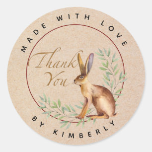Made with Love Thank You Animal Classic Round Sticker