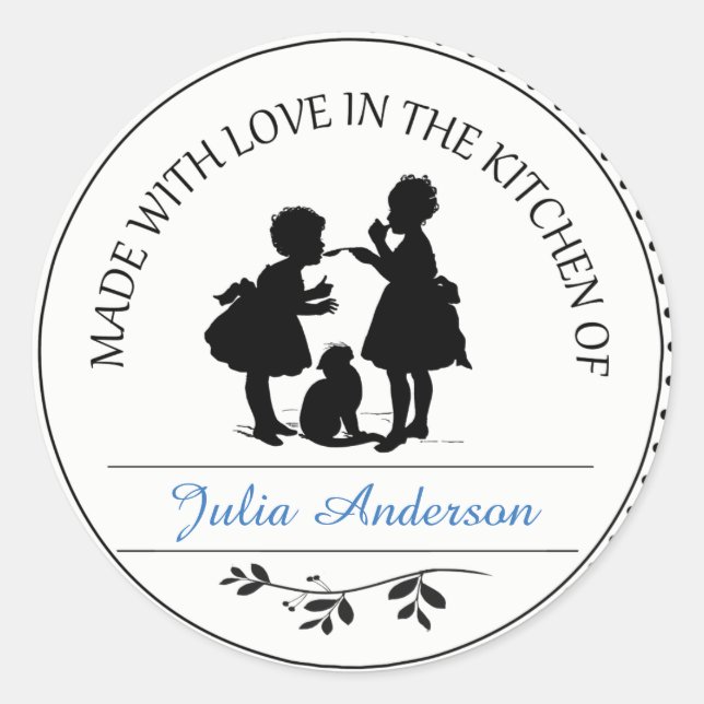Made With Love Vintage Children Classic Round Sticker (Front)