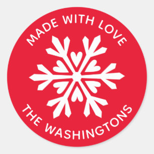 Made with Love White Christmas Snowflake Sticker