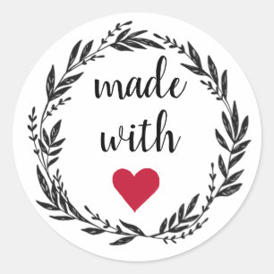 Made with love Wreath Classic Round Sticker