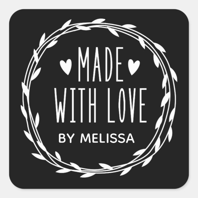 Made With Love Wreath Square Sticker (Front)