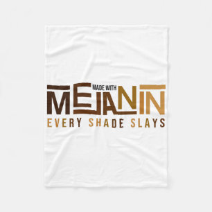 Made With Melanin Black Girl Magic Afro Beauty Bla Fleece Blanket