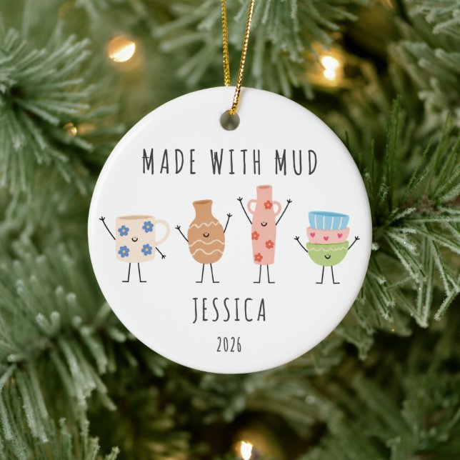 Made With Mud Personalised Pottery Ornament (Tree)