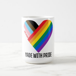 Made With Pride Rainbow Heart Custom Modern  Coffee Mug